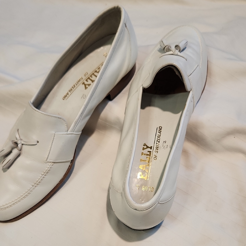 Bally White Leather Tassel Loafers Sz 10.5 - Picture 3 of 7